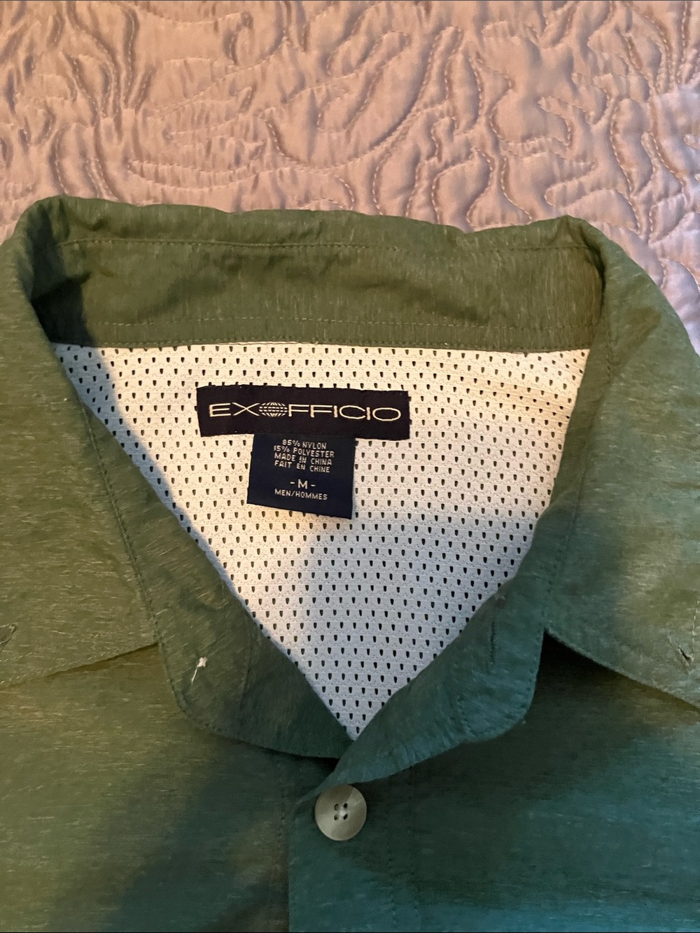 Exofficio Men’s Green Short-Sleeve Button-Down Travel Shirt